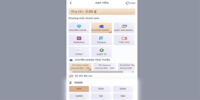 Giao dịch bằng ví điện tử tại 66Club.
